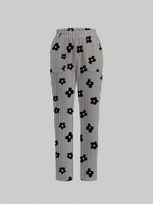 TaskEZ Scrub Set With Cute Striped Floral Print V-Neck Design, Workwear Suitable For Office Commute And Pet Hospital - Multicolor - View 4