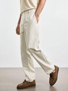 Merionis Men's Solid Color Casual Versatile Daily Wear Long Pants - Beige - View 9