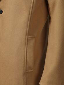 Manfinity CasualCool Men's Solid Color, Button-Down, Long-Sleeved Black Overcoat, Autumn/Winter Style. - Khaki - View 5