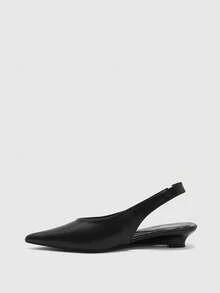 CUCCOO BIZCHIC Women Shoes Spring And Summer New Color Pointed Back Low-Heeled Shoes, Simple Cat And Mule Shoes, Non-Slip Soft Sole, French Commute - Black - View 8