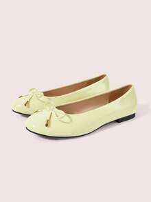 CUCCOO DOLLMOD Women's Flats, Round Toe Ballet Flats, Comfortable Slip-On - Light yellow - View 2