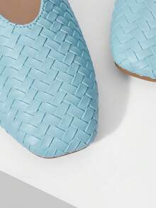 MOTF PU LEATHER MARY JANE FLAT SHOES FOR CHRISTMAS SPRING SHOES - Light blue - View 5