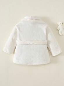 男女嬰兒/幼兒秋冬保暖內裡加厚舒適白色領睡袍浴袍，嬰兒睡衣/罩衫 - 白色 - 查看 2