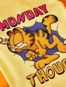 GARFIELD | PETSIN 1件装“愤怒大眼睛猫咪字母星期一”印花宠物背心，亲肤透气，防掉毛，休闲风格宠物服装 - 彩色 - 查看 3
