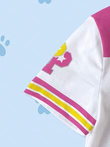 SHEIN | PAW Patrol 女童圆领卡通字母印花休闲百搭日常短袖T恤 - 白色 - 查看 5