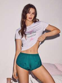 SHEIN Couples Comfortable Split Leg Women's Boxer Briefs - Dark Green - View 3