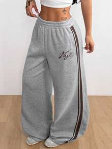 Coolane Women's Fall Streetwear Fashion Casual Vintage Corduroy Textured Long Pants - Grey - View 5