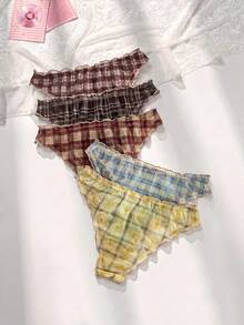PetitDoll 5pcs/Pack Women's Floral Trim Comfortable Bikini Panties - Multicolor - View 2