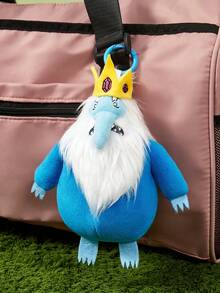 ADVENTURE TIME X Joivida 聯名 3D 毛絨吊飾鑰匙圈，經典設計，可掛在包包、鑰匙圈、書包等，適合所有年齡層 - 藍色 - 查看 1