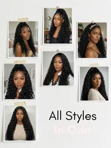QUICK WEAR 9AM Hair Water Wave Human Hair U Part Wig Natural Color Wear & Go Glueless U Part Wig Seamless Blend Natural Hairline Beginner Friendly Easy Install 180% Density 16-26 Inch - SNatural - View 3