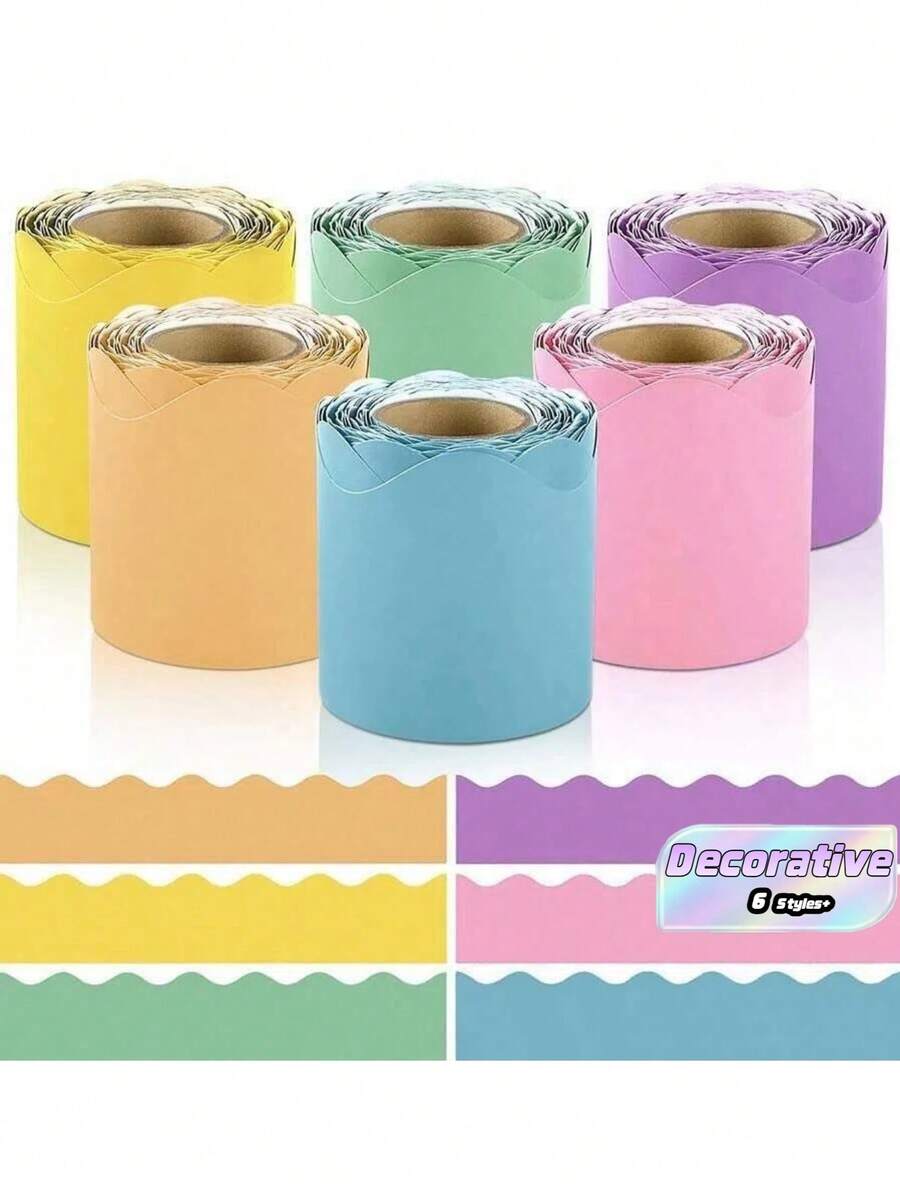 1rolls 10M Colorful Classroom Border Bulletin Board Fan-Shaped Bulletin Board Border Decoration Bulletin Board Decorations Classroom Bulletin Board Decoration Home Back To School,Classroom,Office ,Room ,Home ,Wall,Bathroom Decor - Multicolor - View 1