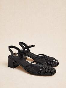 Rosivie Women's Round Toe Fashion Cross-Strap T-Heel Sandals - Black - View 2