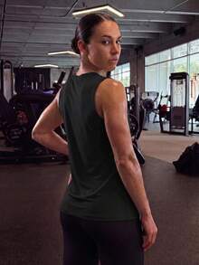 Solea Cove 1pcs Solid Raglan Sleeve Sports Tee Gym Topworkout Tank Top - Black - View 2