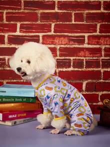 FRIENDS X PETSIN 1pc Purple Fun Coffee Key Full Print Pet Jumpsuit, Skin-Friendly Breathable Anti-Shedding With Wrapped Edge & Wrist Protection, Great For Cozy Indoor Days Or Fun Outdoor Trips - Multicolor - View 6
