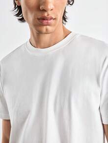 Merionis Men's High-Quality Thick 100% Cotton Simple White Casual Basic Modest Crew Neck Short Sleeve T-Shirt For Daily Wear Vacation Summer - White - View 7