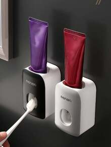 1 Luxury Fully Automatic Toothpaste Dispenser - Wall Mounted, No Need For Drilling Installation, Easy To Clean, Space Saving, Waterproof, Can Be Easily Squeezed Without Electricity, Bathroom Storage Accessories - Multicolor - View 2