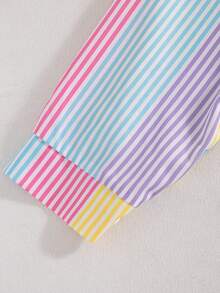 Elladie kids Tween Girl Striped Sun Protection Shirt, Spring/Summer, Korean Style,Holiday,Summer,Travel - Multicolor - View 5