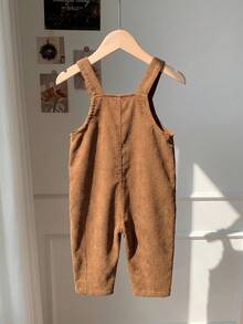 Baby Boy Cartoon Bear Pattern Corduroy Romper - Brown - View 4