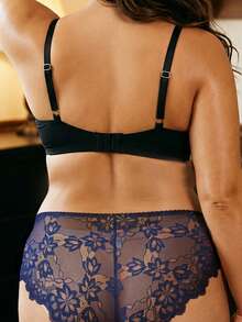 Divavoom 1 pieza Bragas de encaje para mujer talla grande - Azul Marino - Ver 2