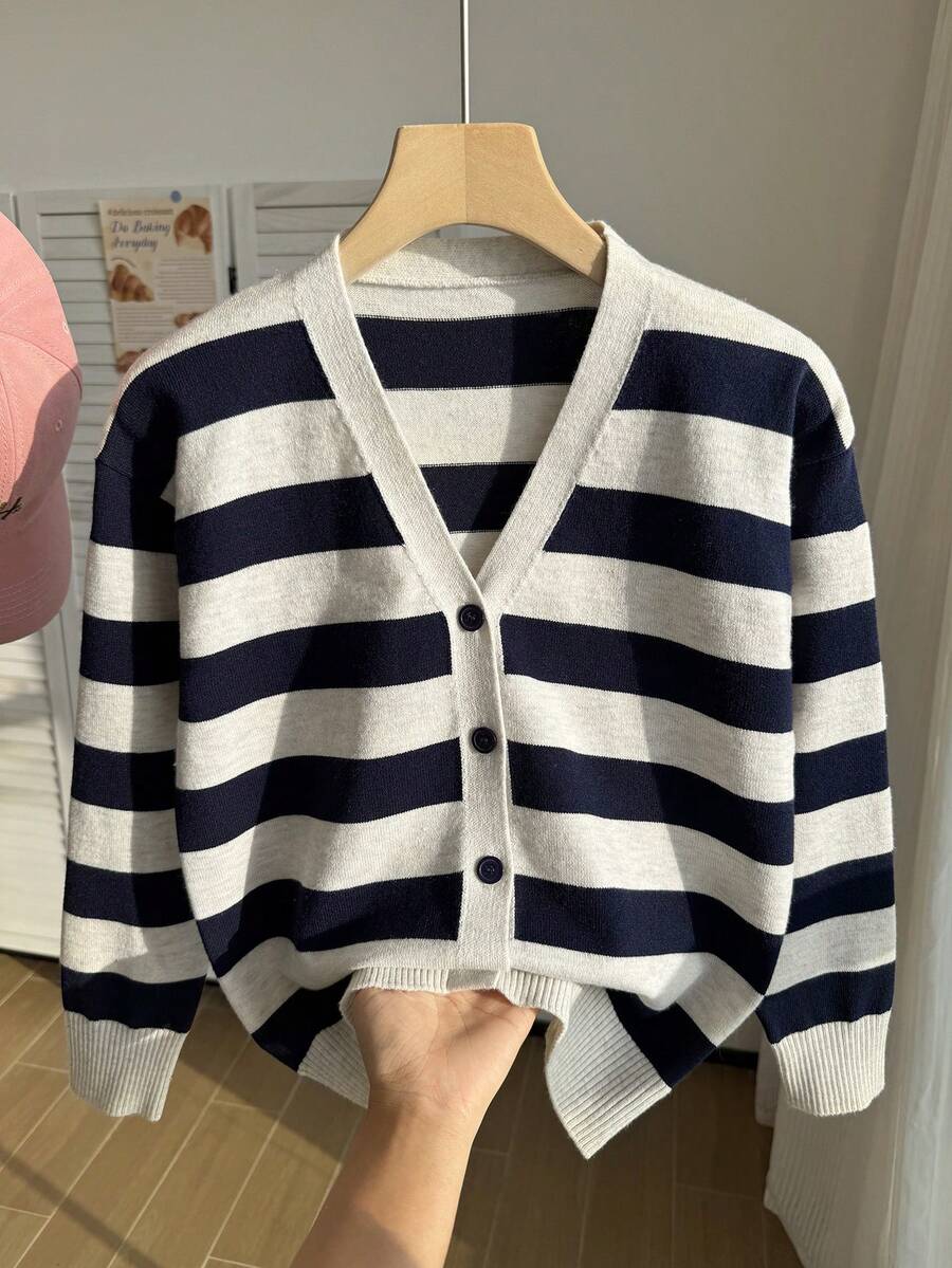 SHEIN Girls' Autumn/Winter Fashion Leopard Print Knitted Sweater Long Sleeve Top - Apricot - View 1