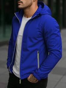 Windbreakers Light Sports Equipment Daily Use Travel Adjustable Hood Full Closure Functional Pockets Spring Summer - Blue - View 3