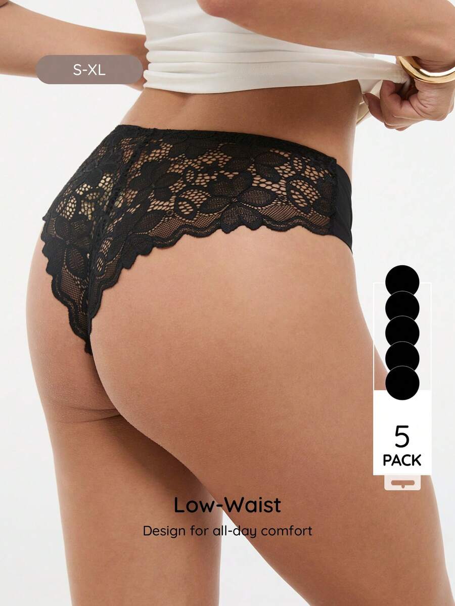 Bralution 女款素色蕾絲拼接三角內褲套裝 - 彩色 - 查看 1