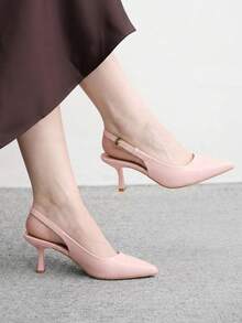 CUCCOO BIZCHIC 女款時尚粉色優雅側扣性感尖頭露跟高跟鞋，適合通勤、約會、派對、婚禮、假日、度假 - 粉色6 - 查看 1