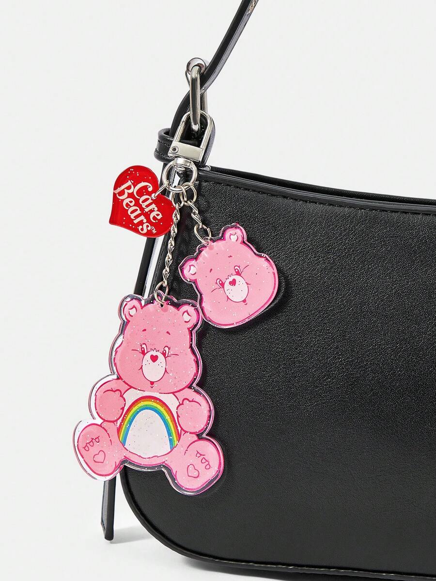 SHEIN X Care Bears 卡通壓克力鑰匙圈,適合學生書包與通勤包裝飾配件 - 粉色 - 查看 1