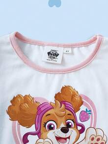 SHEIN | PAW Patrol 适合小女孩的可爱T恤套装 - 白色 - 查看 7