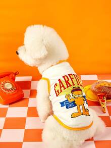 GARFIELD | PETSIN 1件装 Striving Big Eyes Cat 1978 字母印花宠物背心，撞色设计，亲肤透气，防掉毛，休闲风格宠物服装 - 彩色 - 查看 7