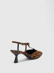 CUCCOO BIZCHIC European And American Style Leopard Print Pointed Cat Heel With Empty Women's Heels - leopard print - View 9