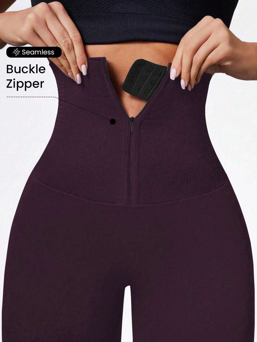 Easithlete Easithlete Seamless Zipper Adjustable Waistband Sports Yoga Leggings