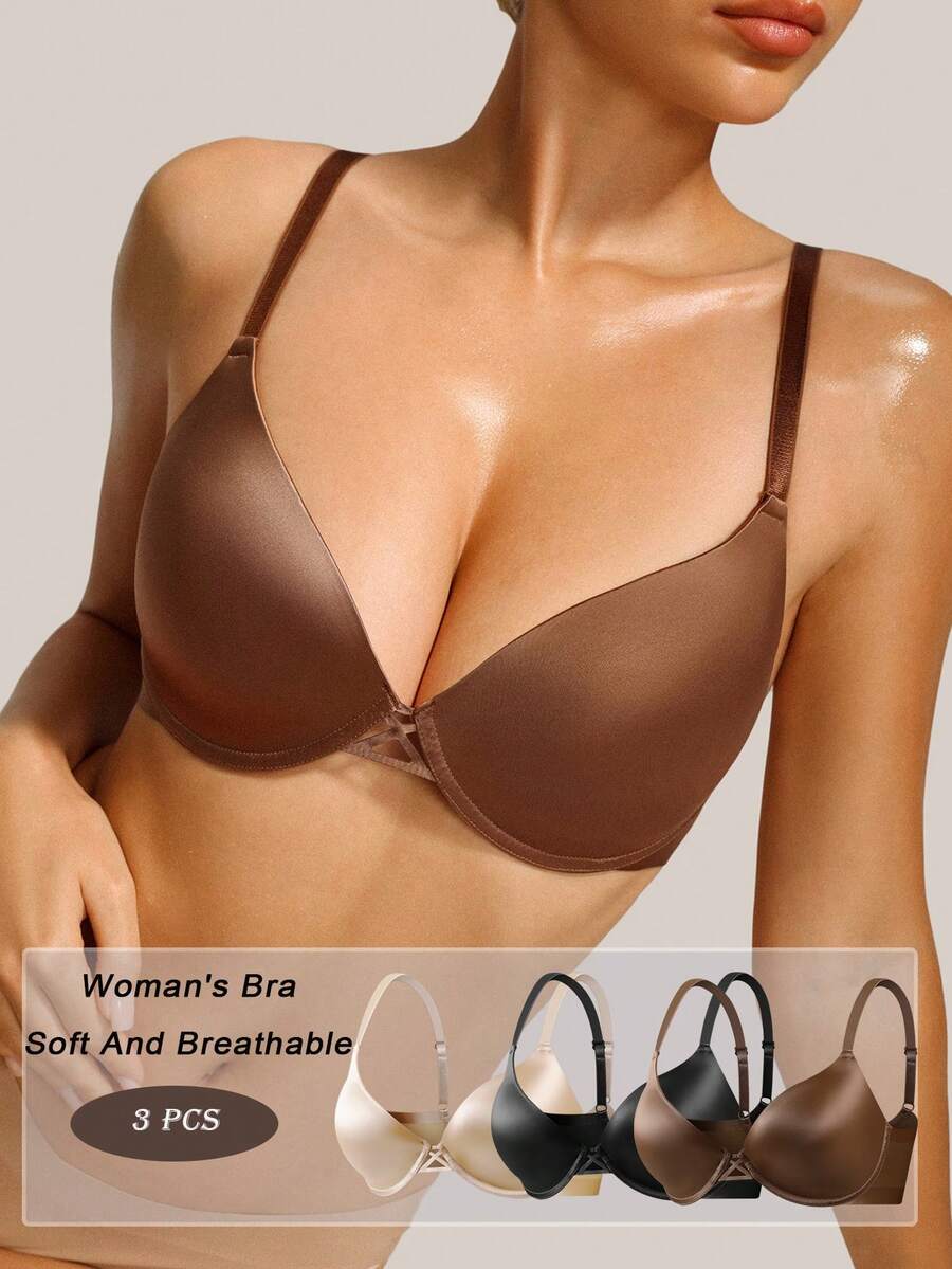 DesireSculpt Juego de 3 sujetadores con aros para mujer - Multicolor - Ver 1