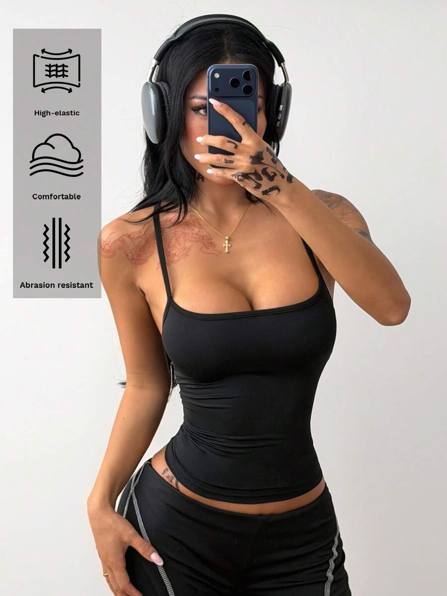 Coolane Women's Y2K Streetwear Style Fashionable Camo Print Tank Top - Black - View 1