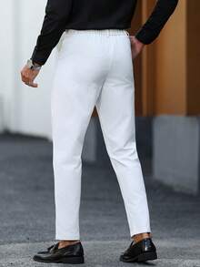 Manfinity Mode Men's Plus Size Solid Color Casual Suit Pants, Formal, Old Money - White - View 2