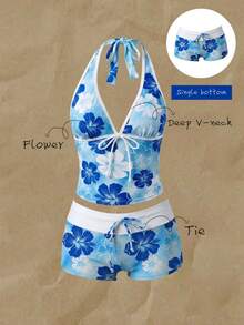 Elavelle Women's High Waist Bowknot Printed Bikini Bottom, Spring/Summer - Multicolor - View 1