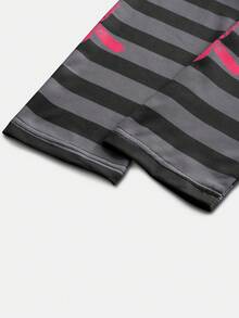 ROMWE MEN Camiseta casual de manga larga con estampado de rayas de personajes para hombre - Multicolor - Ver 5