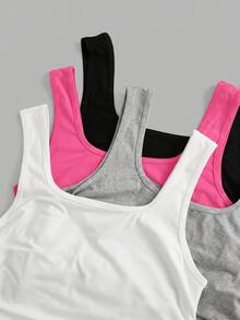 SHEIN EZwear 4 件套加大码彩色休闲短款背心，夏季，母亲节 - 彩色 - 查看 5