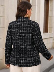 EMERY ROSE 大尺碼時尚通勤格紋西裝外套 2026 秋冬女款優雅工作外套，適合職場穿搭與社交聚會 - 彩色 - 查看 3