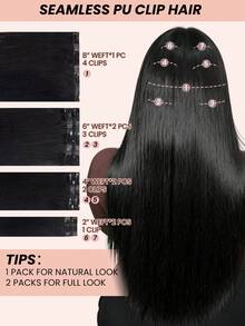 Seamless Clip In Hair Extension Light Yaki Straight Real Human Hair Remy Hair Clip Ins For Women Natural Human Hair 7pcs With 16clips Per Set - SNatural - View 4