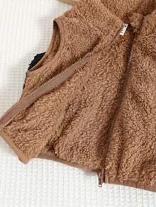 SHEIN Set 2 Potong Baju Bayi Laki-laki dan Perempuan Musim Gugur/Dingin yang Lucu dan Serbaguna, Rompi dan Jaket Warna Polos yang Lembut - MultiWarna - View 4