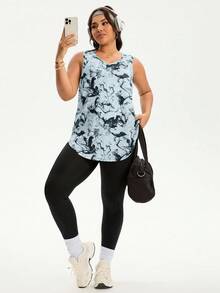SHEIN Rhythm Era Plus Size Colorblock Patchwork Print Sports Tank Top - Multicolor - View 2