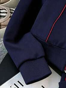 Franclia Atasan Kardigan Lengan Panjang Berkerudung + Celana Panjang Lurus - Navy Blue - View 4