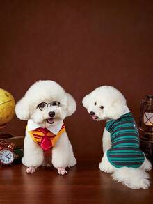 HARRY POTTER X PETSIN 1件魔法主題學院條紋背心附領帶，適合小型犬，舒適的貓狗上衣，適合室內裝扮遊戲或休閒戶外咖啡約會 - 彩色 - 查看 2