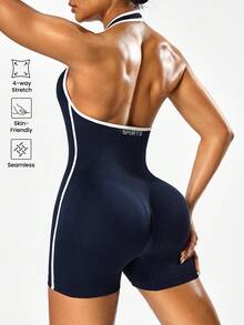 Velisys Velisys 女款無縫素色掛脖露背運動連身褲 2件組 - 彩色 - 查看 2