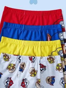 SHEIN | PAW Patrol 4pcs Young Boy Boxer Briefs, Gray, Blue, Red, Yellow With Cute Puppy Graphic - Multicolor - View 7