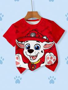 SHEIN | PAW Patrol Young Boy 3pcs/Pack Cute Cartoon Dog Print Short Sleeve T-Shirt - Multicolor - View 4