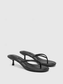 CUCCOO BIZCHIC Women's Shoes New Low Heel Round Toe Thong Heel Shoes - Black - View 7