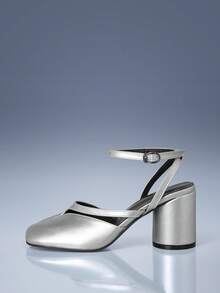 CUCCOO GRLICON Women's Fashion High-Heeled Shoes, Square Toe Women's Shoes, Summer Wear, Vacation Atmosphere, Cool Girl Night Out Style, Y2K - Silver - View 2