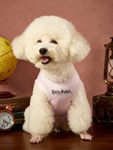 HARRY POTTER X PETSIN 1件粉色魔法學校徽章寵物背心，透氣快乾，親膚柔軟，學院風帶魔法感，防跳蚤、減少掉毛，讓您的貓或狗整天涼爽可愛 - 粉色 - 查看 6